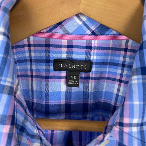 Talbots Pink & Blue Plaid Button Down Shirt XS - Picture 4 of 7